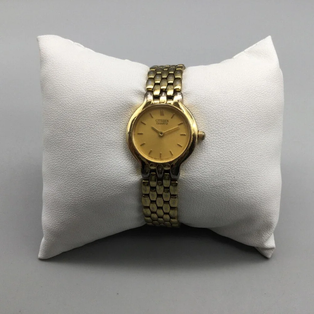 Citizen 1020-S54554 Womens Watch 22mm Champagne Dial Gold Tone New Battery 6.25